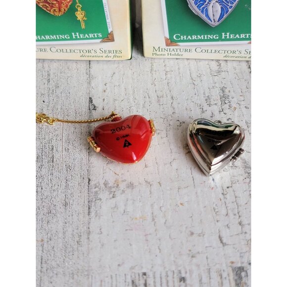 Hallmark miniature Charming hearts photo holder ornament Xmas set - Picture 5 of 7